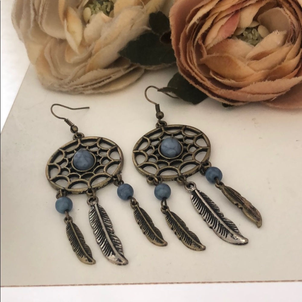 Boho feather earrings - Picture 3 of 4